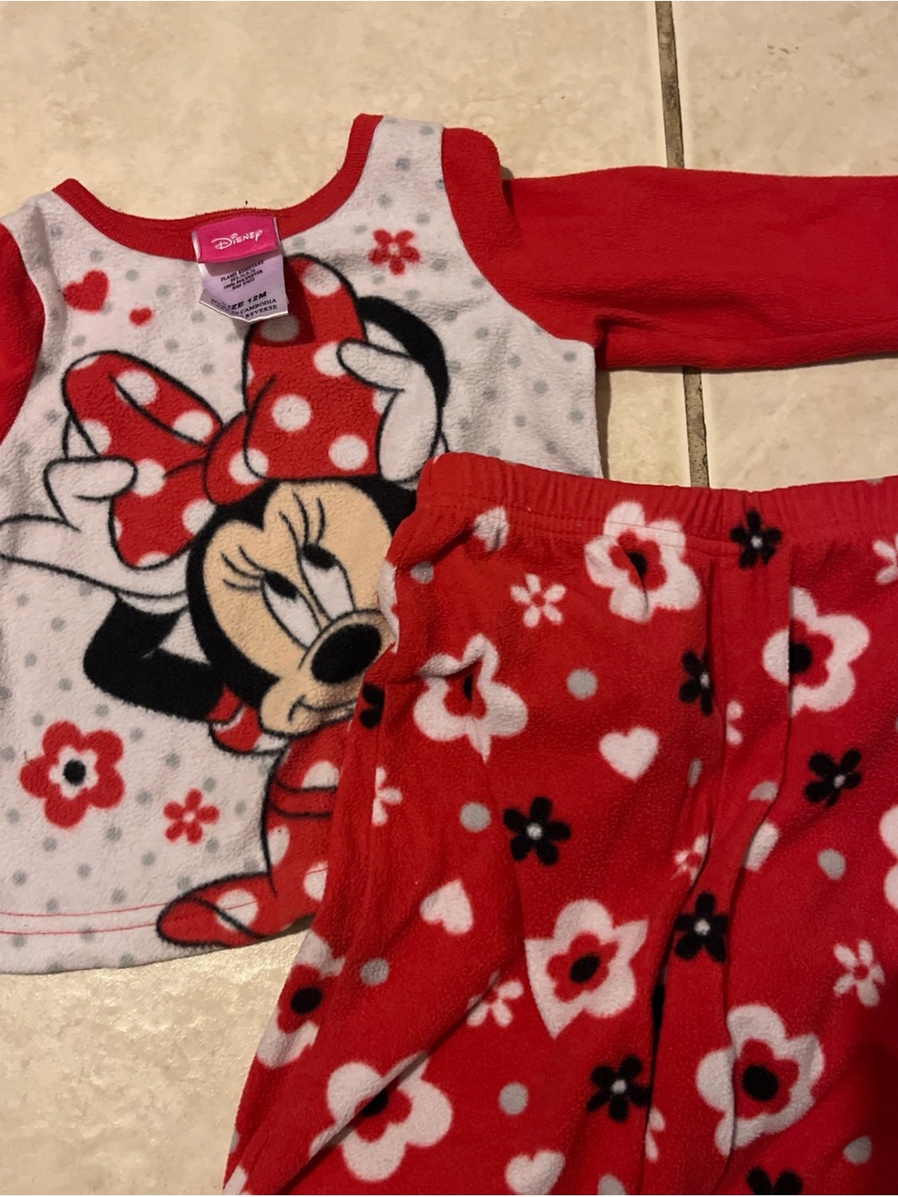 Disney Red and White Minnie Mouse Fleece Pajama Set